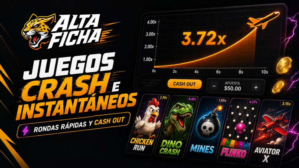 Juegos crash de Altaficha con multiplicadores, Chicken, Dino, Mines, Plinko y Aviator